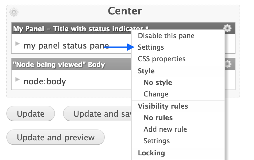 Pane context menu