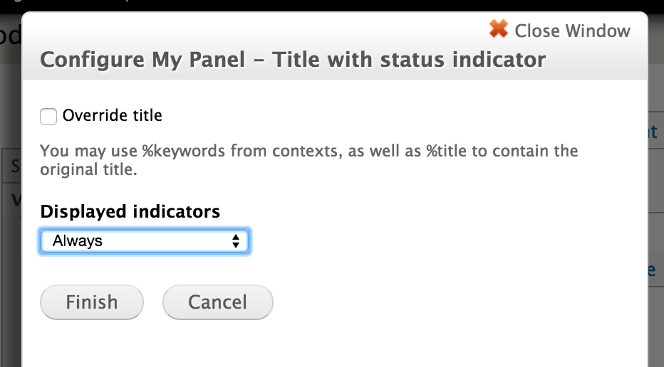 Pane settings