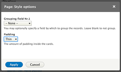 The style plugin’s Padding option in the Views configuration panel